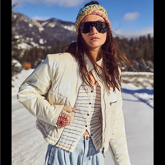 FP Movement by Free People Jackets & Blazers - Free People Movement Knit with it Puffer Cream and Shiny size small
